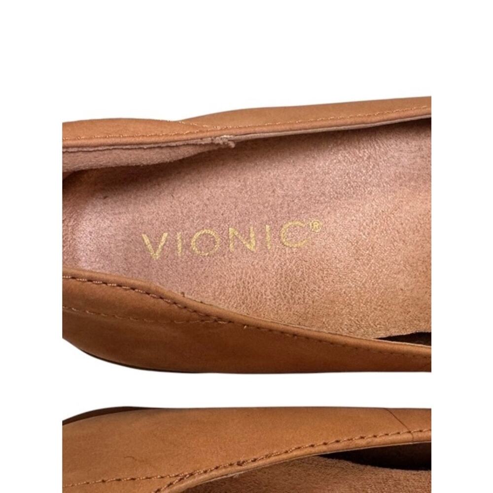 Vionic Sereno Tan Cognac Wedge Pumps Comfort Shoes Round Toe Size 6.5 - Picture 10 of 12